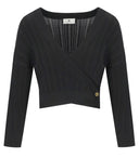 Elisabetta franchi svart stickad topp med V -hals