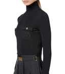 Elisabetta Franchi Black Knitting Turtleneck Dress