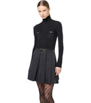 Elisabetta Franchi Black Knitting Turtleneck Dress