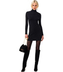 Elisabetta Franchi Black Knitted Turtleneck Dress