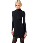 Elisabetta Franchi Black Knitted Turtleneck Dress