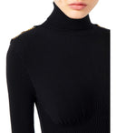 Elisabetta Franchi Black Knitted Turtleneck Dress