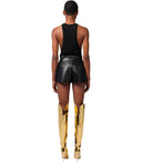 Elisabetta Franchi Black Leather Effect Shorts