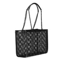 Elisabetta Franchi Black Monogram Mesh Shopping Bag