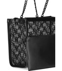 Elisabetta Franchi Black Monogram Mesh Shopping Bag