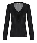 Elisabetta Franchi Black Ribbed Top