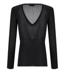 Elisabetta Franchi Black Ribbed Top