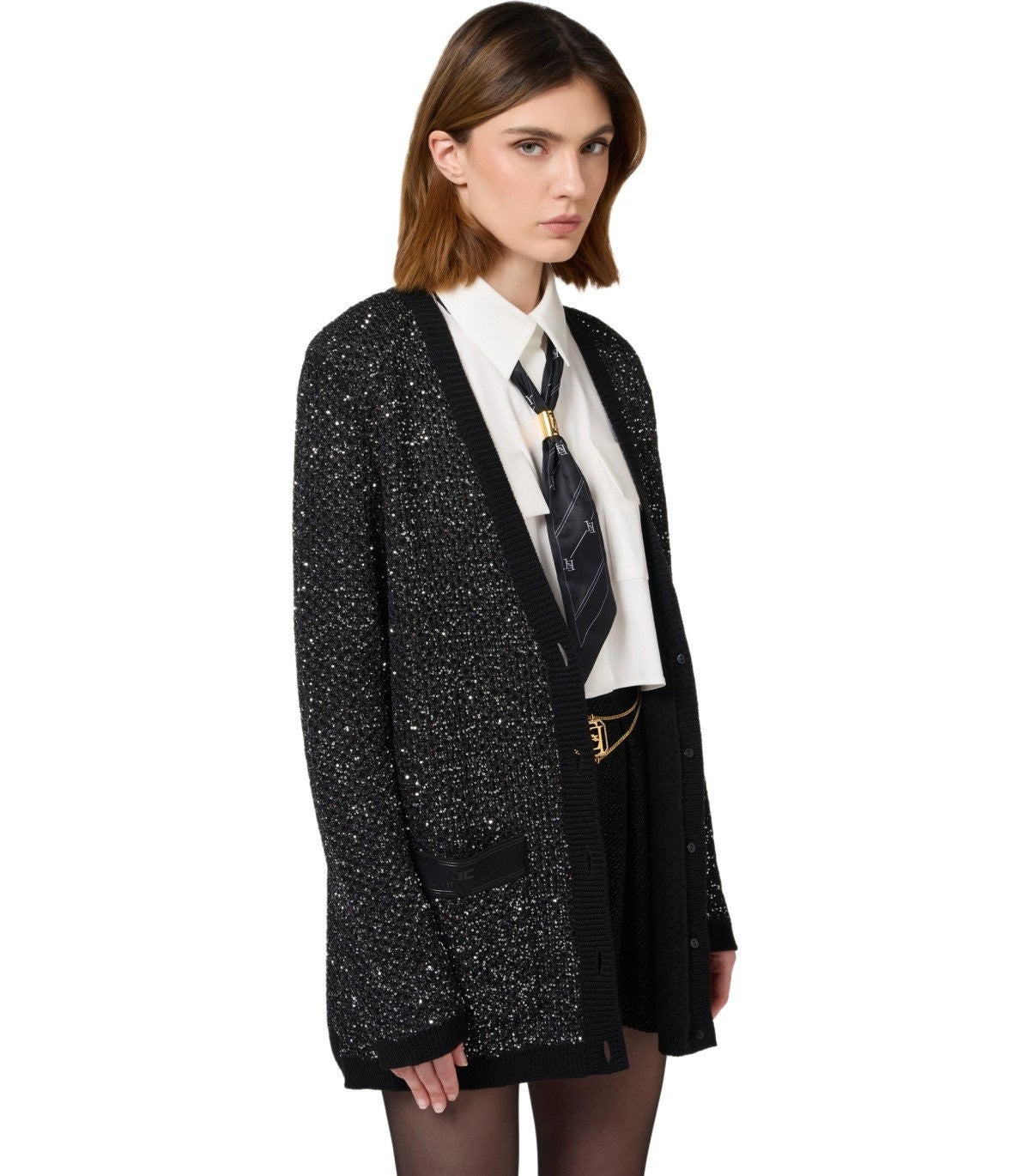 Elisabetta Franchi Black Silver Cardigan
