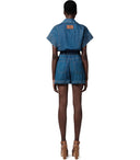 Elisabetta Franchi Blue Denim Short à sauts