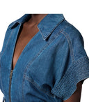 Elisabetta Franchi Blue Denim Short à sauts