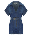 Elisabetta Franchi Blue Denim Short à sauts