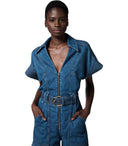 Elisabetta Franchi Blue Denim Short à sauts