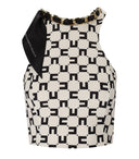 Elisabetta Franchi 버터 및 검은 모노그램 작물 상단