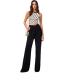 Elisabetta Franchi 버터 및 검은 모노그램 작물 상단