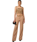 Elisabetta franchi camel palazzo pantalones