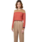 Elisabetta Franchi Camel/Red Passion Striped Pulloper