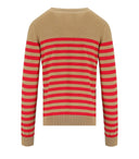 Elisabetta Franchi Camel/Red Passion Striped Pulloper