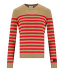 Elisabetta Franchi Camel/Red Passion Striped Pulloper