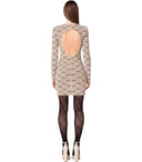 Elisabetta Franchi Champagne Monogram Knitted Dress
