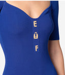 Elisabetta franci indigo niebieskie dzianinowe sukienka midi