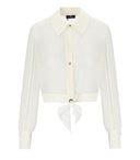Elisabetta Franchi Ivory Cropped Shirt With Knot