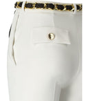 Elisabetta Franchi Ivory Flare Trousers With Foulard Belt