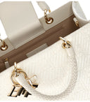 Elisabetta Franchi elfenben Jacquard Raffia handväska