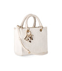 Elisabetta franchi marfil jacquard raffia pequeño bolso