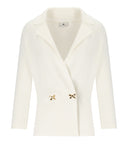 Elisabetta Franchi Ivory Knitted Blazer With Bows