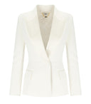 Elisabetta Franchi Ivory Satin Lapel Jacket