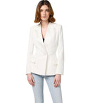Elisabetta Franchi Ivory Satin Lapel Jacket