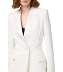 Elisabetta Franchi Ivory Satin Lapel Jacket