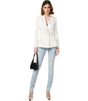 Elisabetta Franchi Ivory Satin Lapel Jacket