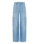 Elisabetta Franchi Light Blue Cargo Jeans