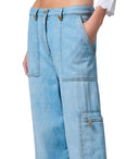Elisabetta Franchi Light Blue Cargo Jeans