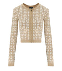 Elisabetta Franchi Monogram Butter Beige Cropped Cardigan