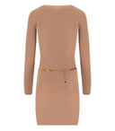 Elisabetta Franchi Nude Knitted Dress With Twist Neck