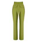 Elisabetta Franchi Olive Pinstripe Trousers