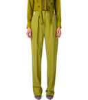 Elisabetta Franchi Olive Pinstripe Trousers