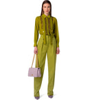 Elisabetta Franchi Olive Pinstripe Trousers