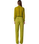 Elisabetta Franchi Olive Pinstripe Trousers