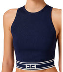 Elisabetta Franchi Oltremare Cropped Top With Bands
