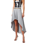 Elisabetta Franchi Pearl Grey Asymmetric Skirt With Belt