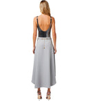 Elisabetta Franchi Pearl Grey Asymmetric Skirt With Belt