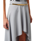Elisabetta Franchi Pearl Grey Asymmetric Skirt With Belt