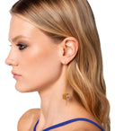 Elisabetta Franchi Pendant Earrings With Gold Rhinestone Logo