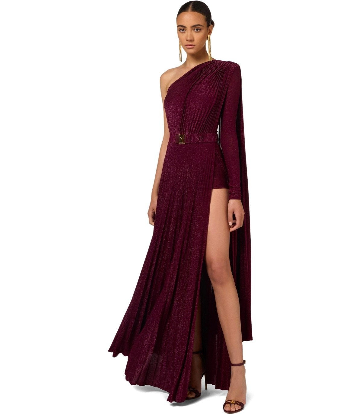 Elisabetta Franchi Red Carpet Rouge Noir One Shoulder Dress – Balardi
