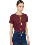 Elisabetta Franchi Rouge Noir T Shirt With Necklace