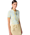 Elisabetta Franchi Sky Blue Lemonade Floral Top
