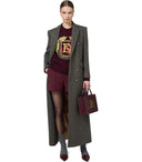 Elisabetta Franchi Taupe Double Breasted Belted Coat